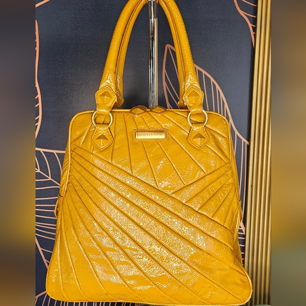 ISABELLA FLORA vintage Tote Yellow Designer Handbag